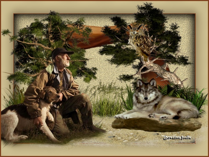 Poème sur toile "le vieil homme et son chien" - le vieil homme et le